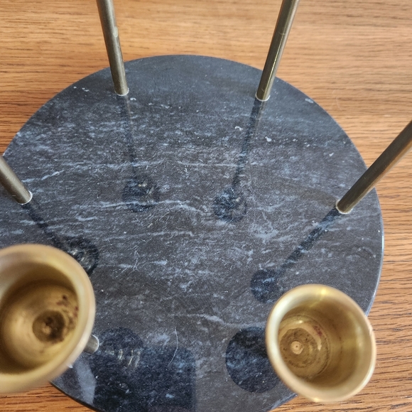Vintage Himark Giftware Brass Graduated Candlestick Holders in Black Marble Base - Picture 4 of 11